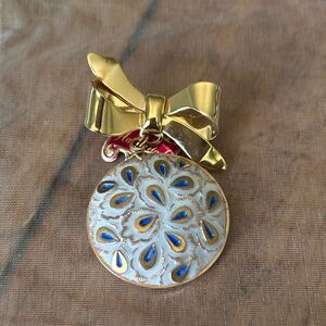 Vintage Hillcraft handmade Gold and Blue Peacock Brooch